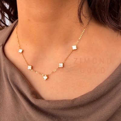 گردنبند پنج گل ونکلیف سفید