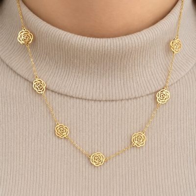 گردنبند گل رز